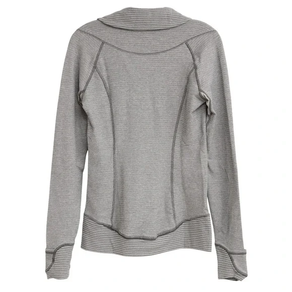 Lululemon SOFT Grey Stripe Athleisure Pop Over Sweatshirt Size 6 Loungewear Yoga - Picture 8 of 9